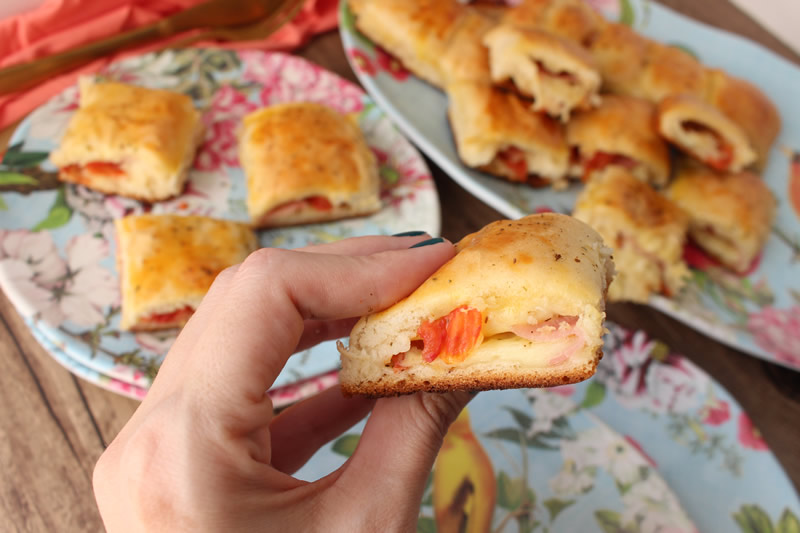 Enroladinho de presunto e queijo